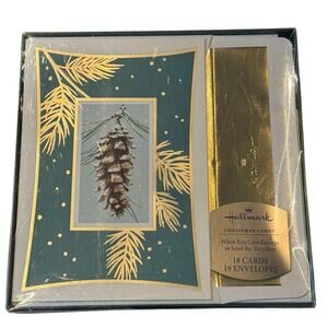 Hallmark Christmas Cards Boxed Set (18) Pinecone Winter Snow Holiday Envelopes